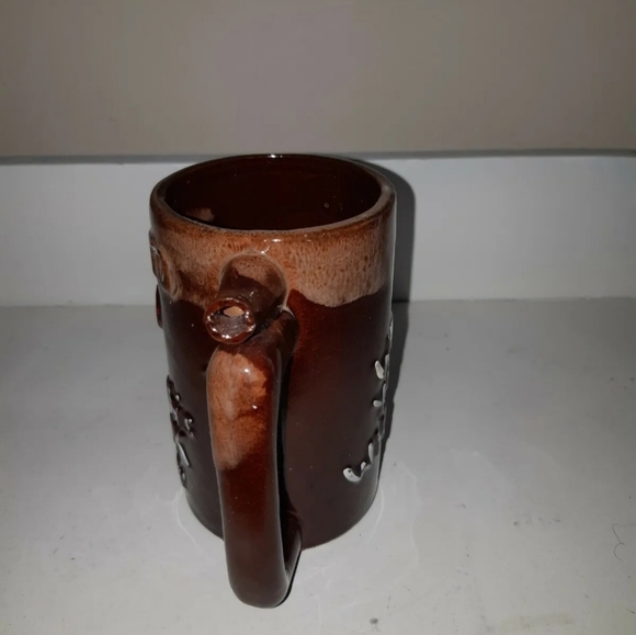 Vintage Made Japan Beer Mug ''Went ti P Leave this drink Alone'' Brown  5'' tall - Picture 4 of 6